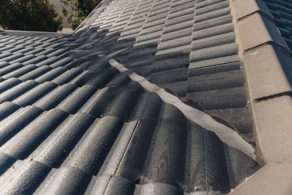 integrated gutter mesh on valley roof